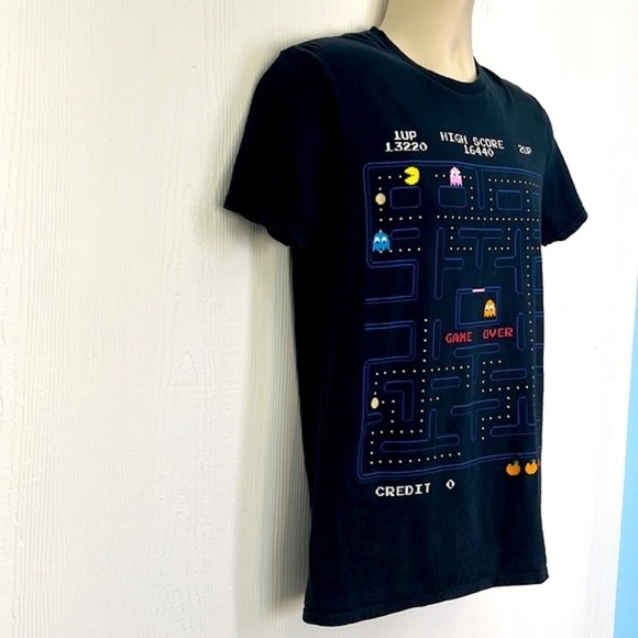 Fruit Of The Loom - PAC Man Black Game Over Graphic Short Sleeve T Shirt Size M - Picture 4 of 9